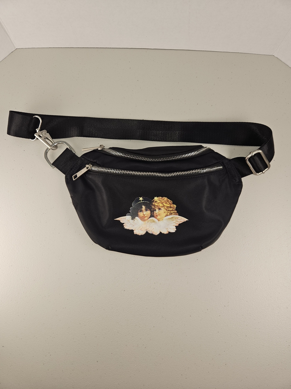 Fiorucci bum bag with double zip and angel graphic